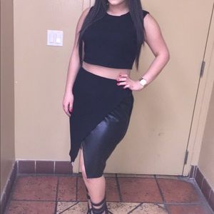 Black crop top dress with slit